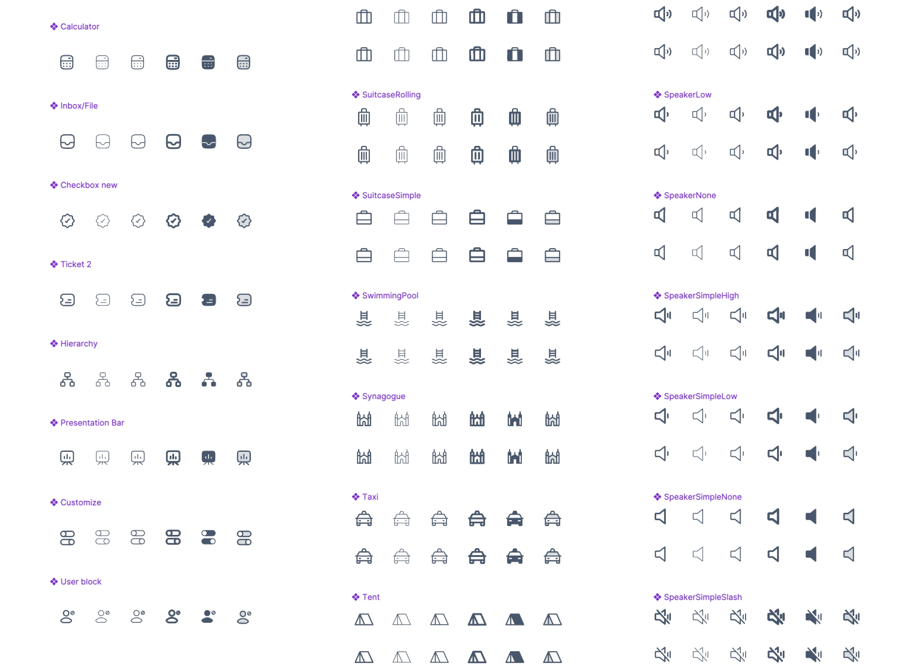 Custom and standard icon library sheet